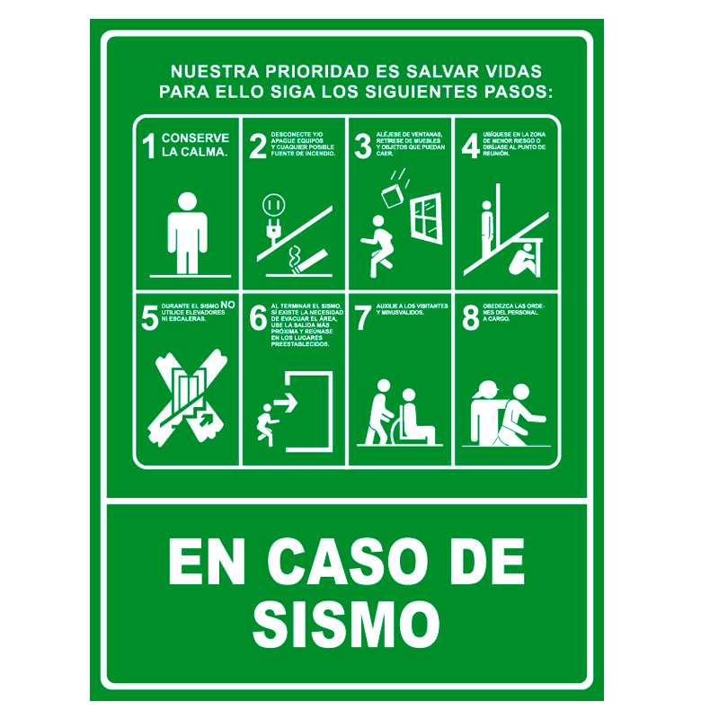 Señales de evacuación contra sismo